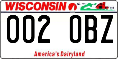 WI license plate 002OBZ