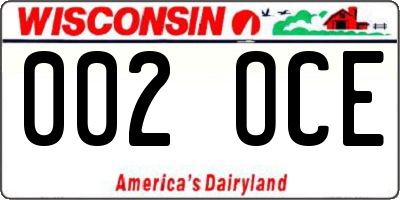 WI license plate 002OCE