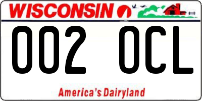 WI license plate 002OCL
