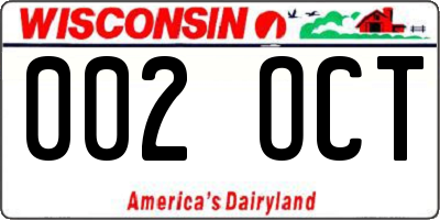 WI license plate 002OCT