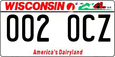 WI license plate 002OCZ
