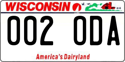 WI license plate 002ODA