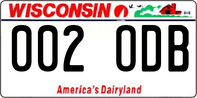 WI license plate 002ODB