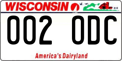 WI license plate 002ODC