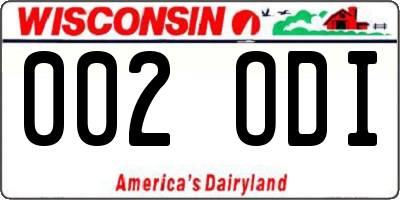 WI license plate 002ODI