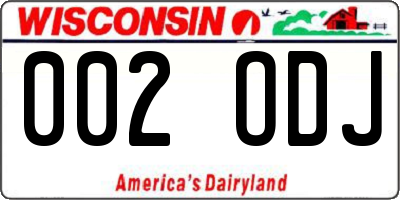 WI license plate 002ODJ