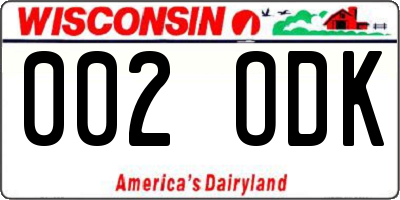 WI license plate 002ODK
