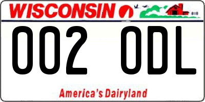 WI license plate 002ODL