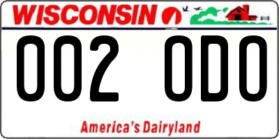 WI license plate 002ODO