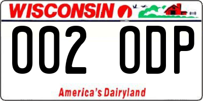 WI license plate 002ODP