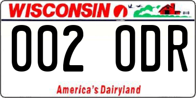 WI license plate 002ODR