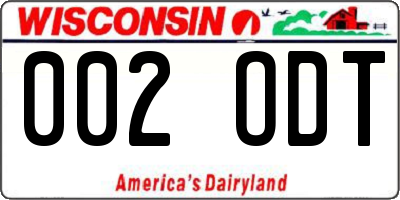 WI license plate 002ODT