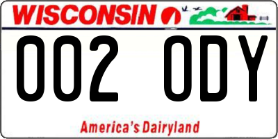 WI license plate 002ODY