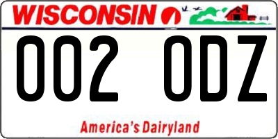 WI license plate 002ODZ