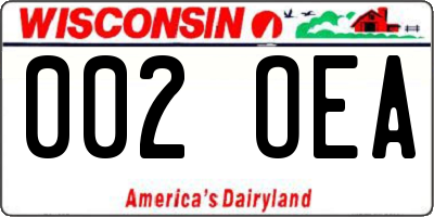 WI license plate 002OEA