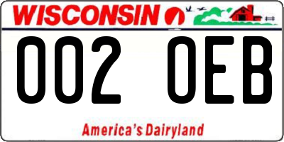 WI license plate 002OEB