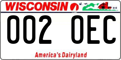 WI license plate 002OEC