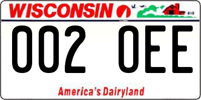 WI license plate 002OEE