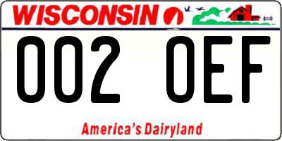 WI license plate 002OEF