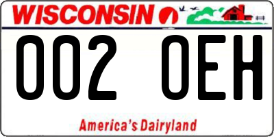 WI license plate 002OEH
