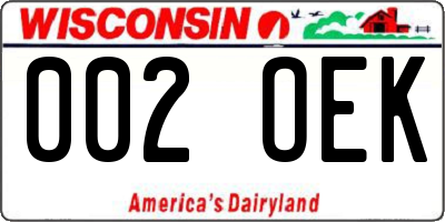 WI license plate 002OEK