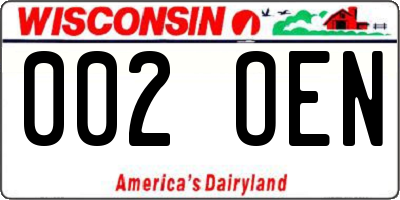 WI license plate 002OEN