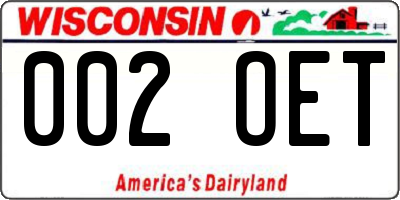 WI license plate 002OET