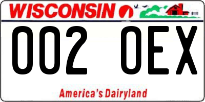 WI license plate 002OEX