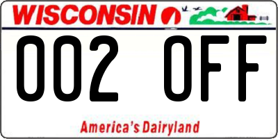 WI license plate 002OFF