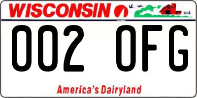 WI license plate 002OFG