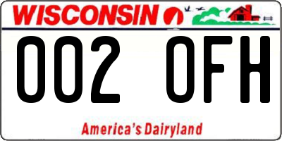 WI license plate 002OFH
