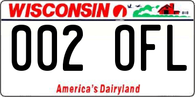 WI license plate 002OFL