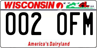 WI license plate 002OFM