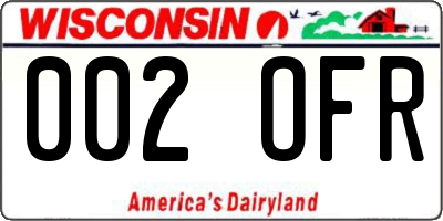 WI license plate 002OFR