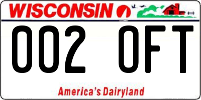 WI license plate 002OFT