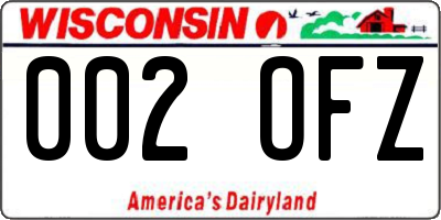 WI license plate 002OFZ