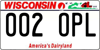 WI license plate 002OPL