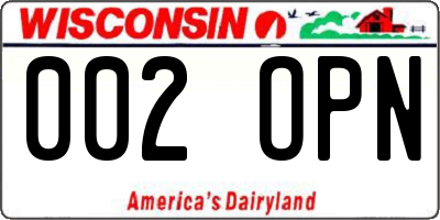 WI license plate 002OPN