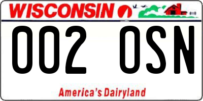 WI license plate 002OSN