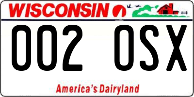 WI license plate 002OSX
