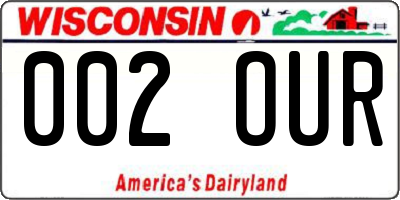 WI license plate 002OUR