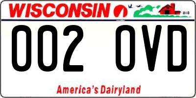 WI license plate 002OVD