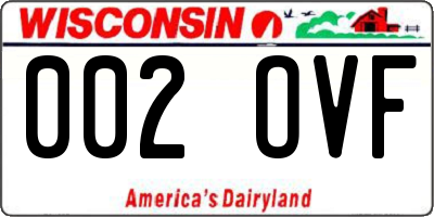 WI license plate 002OVF