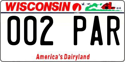 WI license plate 002PAR