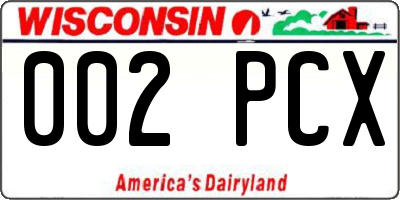 WI license plate 002PCX
