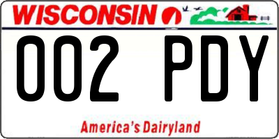 WI license plate 002PDY