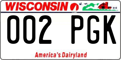 WI license plate 002PGK