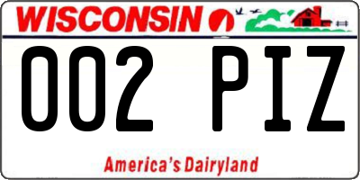 WI license plate 002PIZ
