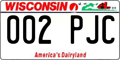WI license plate 002PJC