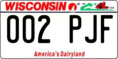 WI license plate 002PJF
